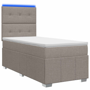 vidaXL LED Boxspring Bed met Matras Taupe 80 x 200 cm Stof