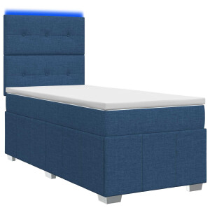 vidaXL LED Boxspring Bed met Matras Blauw 80 x 200 cm Stof