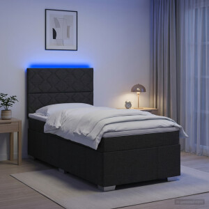 vidaXL LED Boxspring Bed met Matras Zwart 80 x 200 cm Stof