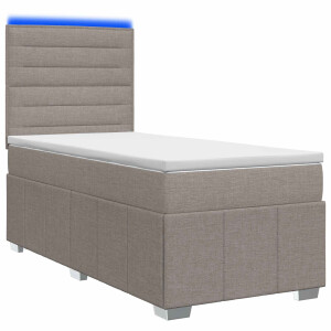 vidaXL LED Boxspring Bed met Matras Taupe 100 x 200 cm Stof