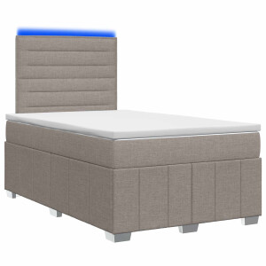 vidaXL LED Boxspring Bed met Matras Taupe 120 x 190 cm Stof