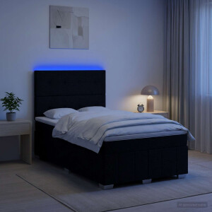 vidaXL LED Boxspring Bed met Matras Zwart 120 x 200 cm Stof