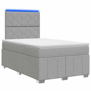vidaXL LED Boxspring Bed met Matras Lichtgrijs 120 x 190 cm Stof