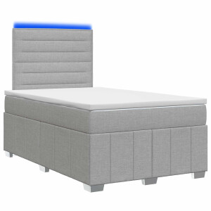 vidaXL LED Boxspring Bed met Matras Lichtgrijs 120 x 200 cm Stof