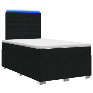 vidaXL LED Boxspring Bed met Matras Zwart 120 x 200 cm Stof