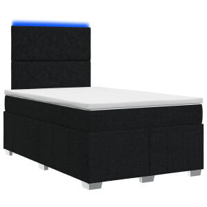 vidaXL LED Boxspring Bed met Matras Zwart 120 x 200 cm Stof