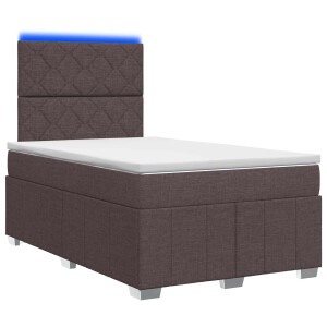 vidaXL LED Boxspring Bed met Matras Donkerbruin 120 x 200 cm Stof
