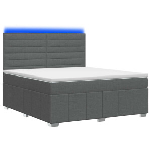 vidaXL LED Boxspring Bed met Matras Donkergrijs 140 x 190 cm Stof