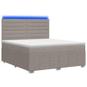 vidaXL LED Boxspring Bed met Matras Taupe 140 x 200 cm Stof