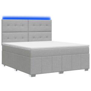 vidaXL LED Boxspring Bed met Matras Lichtgrijs 140 x 200 cm Stof
