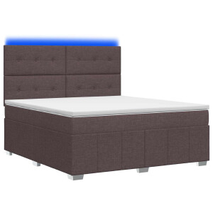 vidaXL LED Boxspring Bed met Matras Donkerbruin 140 x 200 cm Stof