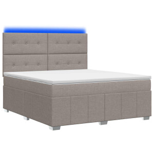vidaXL LED Boxspring Bed met Matras Taupe 140 x 200 cm Stof