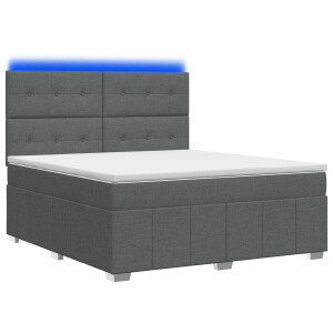 vidaXL LED Boxspring Bed met Matras Donkergrijs 160 x 200 cm Stof