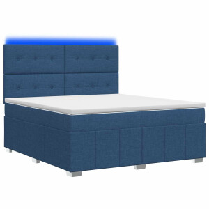 vidaXL LED Boxspring Bed met Matras Blauw 160 x 200 cm Stof