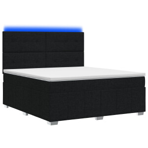 vidaXL LED Boxspring Bed met Matras Zwart 180 x 200 cm Stof