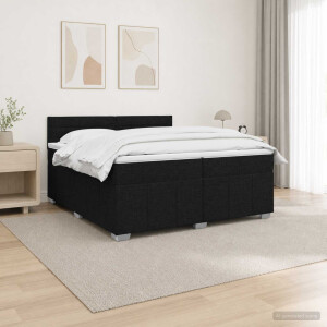 vidaXL LED Boxspring Bed met Matras Zwart 200 x 200 cm Stof