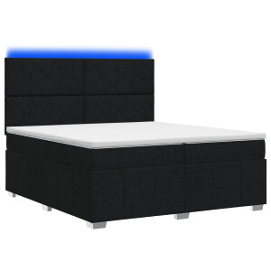 vidaXL LED Boxspring Bed met Matras Zwart 200 x 200 cm Stof