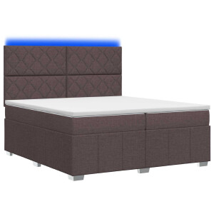 vidaXL LED Boxspring Bed met Matras Donkerbruin 200 x 200 cm Stof