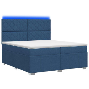 vidaXL LED Boxspring Bed met Matras Blauw 200 x 200 cm Stof