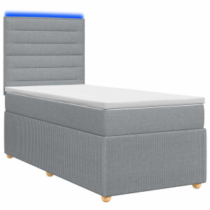 vidaXL LED Boxspring Bed met Matras Lichtgrijs 80 x 200 cm Stof