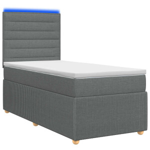 vidaXL LED Boxspring Bed met Matras Donkergrijs 80 x 200 cm Stof