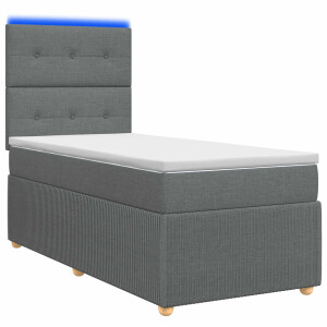 vidaXL LED Boxspring Bed met Matras Donkergrijs 80 x 200 cm Stof