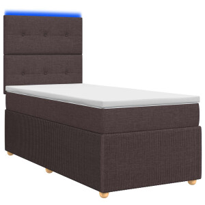 vidaXL LED Boxspring Bed met Matras Donkerbruin 80 x 200 cm Stof