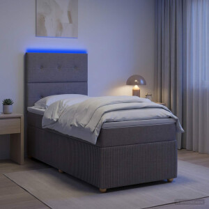 vidaXL LED Boxspring Bed met Matras Taupe 100 x 200 cm Stof
