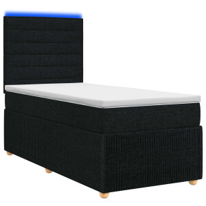 vidaXL LED Boxspring Bed met Matras Zwart 90 x 190 cm Stof