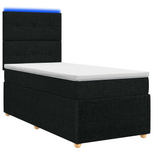vidaXL LED Boxspring Bed met Matras Zwart 90 x 200 cm Stof