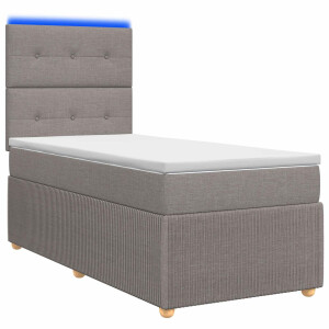 vidaXL LED Boxspring Bed met Matras Taupe 90 x 200 cm Stof