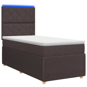 vidaXL LED Boxspring Bed met Matras Donkerbruin 100 x 200 cm Stof