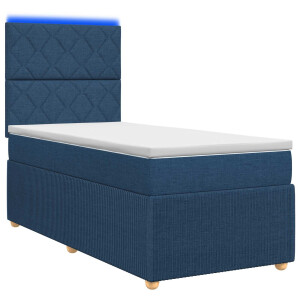 vidaXL LED Boxspring Bed met Matras Blauw 100 x 200 cm Stof