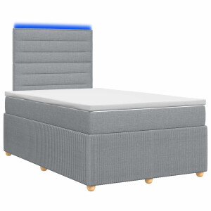 vidaXL LED Boxspring Bed met Matras Lichtgrijs 120 x 190 cm Stof