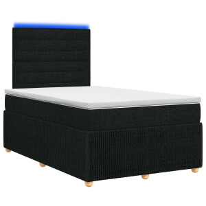 vidaXL LED Boxspring Bed met Matras Zwart 120 x 190 cm Stof