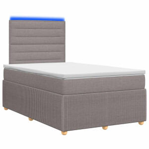 vidaXL LED Boxspring Bed met Matras Taupe 120 x 190 cm Stof
