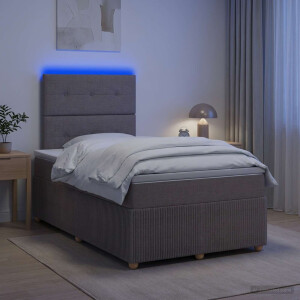 vidaXL LED Boxspring Bed met Matras Taupe 120 x 190 cm Stof