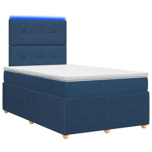 vidaXL LED Boxspring Bed met Matras Blauw 120 x 190 cm Stof