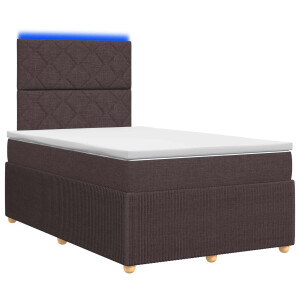 vidaXL LED Boxspring Bed met Matras Donkerbruin 120 x 190 cm Stof