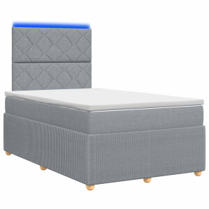 vidaXL LED Boxspring Bed met Matras Lichtgrijs 120 x 200 cm Stof