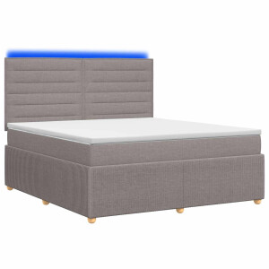 vidaXL LED Boxspring Bed met Matras Taupe 140 x 190 cm Stof