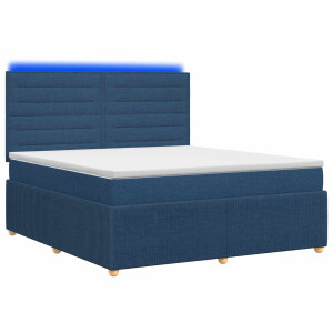 vidaXL LED Boxspring Bed met Matras Blauw 140 x 190 cm Stof