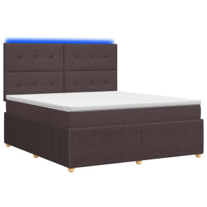 vidaXL LED Boxspring Bed met Matras Donkerbruin 140 x 190 cm Stof