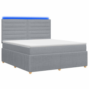 vidaXL LED Boxspring Bed met Matras Lichtgrijs 140 x 200 cm Stof