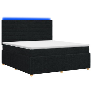 vidaXL LED Boxspring Bed met Matras Zwart 140 x 200 cm Stof