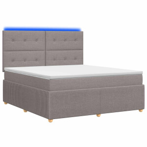 vidaXL LED Boxspring Bed met Matras Taupe 140 x 200 cm Stof