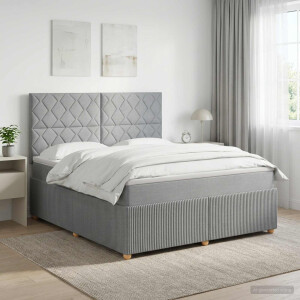vidaXL LED Boxspring Bed met Matras Lichtgrijs 160 x 200 cm Stof