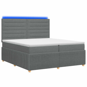 vidaXL LED Boxspring Bed met Matras Donkergrijs 200 x 200 cm Stof