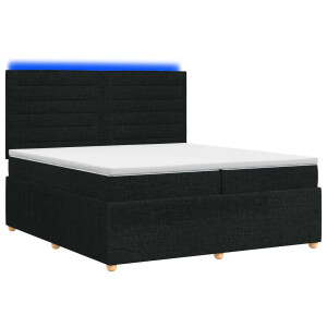 vidaXL LED Boxspring Bed met Matras Zwart 200 x 200 cm Stof