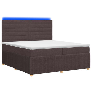 vidaXL LED Boxspring Bed met Matras Donkerbruin 200 x 200 cm Stof